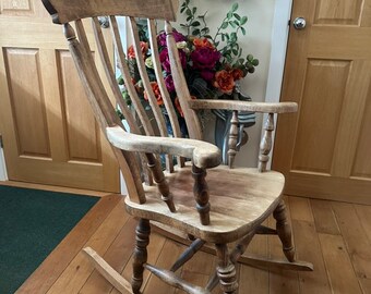 Vintage Solid Oak Rocking Chair