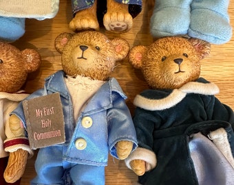 Vintage Russ Teddy Bear Plastic Figures X 6 Adorable and