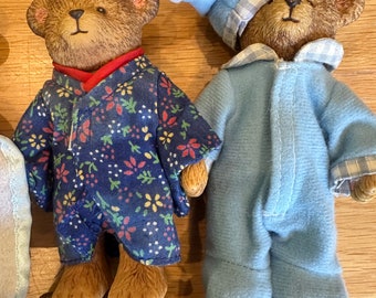 Vintage Russ Teddy Bear Plastic Figures X 6 Adorable and