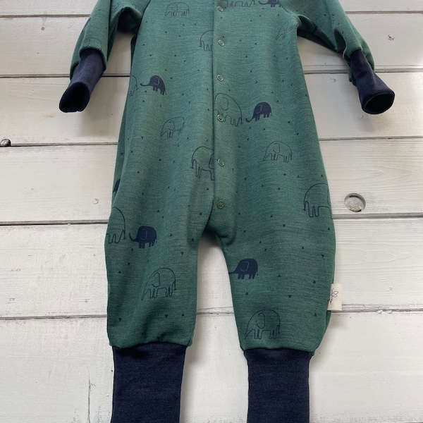 Merino Einteiler Wolle-Seide Wollstrampler Kinder, Merino Schlafanzug für Kinder Overall aus Wolle Seide, kbT