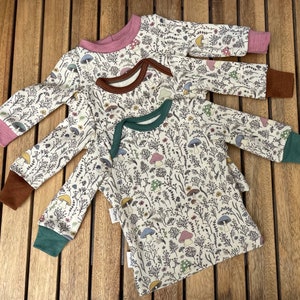 Wool long-sleeved shirt Wool sweater Children&#39;s long-sleeved shirt made of organic merino wool with mushrooms