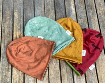 Wool Silk Hat Merino Beanie Double Layer Reversible Hat