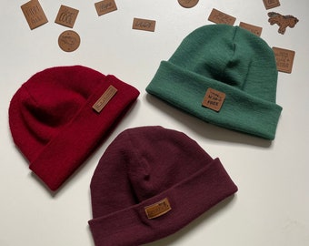 Gerippte Wollmütze Hipster Merino Beanie Rippjersey Mütze aus Wolle