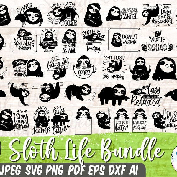 Faultier Llife SVG Bundle | Faultier Clipart Bundle | Lustiges Faultier SVG Bundle | Faultier Sprüche SVG | Faultier Zitate SVG | Datei Cricut | Silhouette