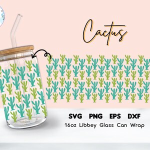 Cactus |16oz/20oz Libbey Glass Can Wrap Cut file | Svg Dxf Eps Png Files Digital Download