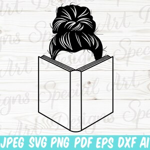 Girl Reading Book Silhouette: Book Lover Clipart (SVG, PNG, PDF)