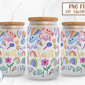 Sweet |16 oz Libbey Can Glass Wrap Sublimation Design | Design Digital Download PNG