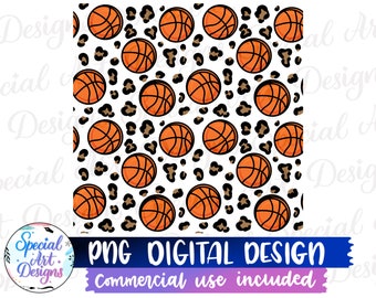 Basketball Leopard Seamless Pattern: Sports Animal Print (PNG Digital Download)