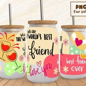 Best Friend |16 oz Libbey Can Glass Wrap Sublimation Design | Design Digital Download PNG