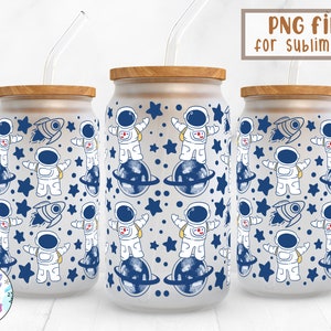 Astronaut |16 oz Libbey Can Glass Wrap Sublimation Design | Design Digital Download PNG