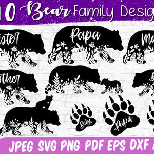Bundle Svg famille ours | Ours famille Svg | Ours Svg Bundle | Maman Ours Svg | Papa Ours Svg | Ours svg | Fichiers de coupe Cricut | Silhouette | SVG
