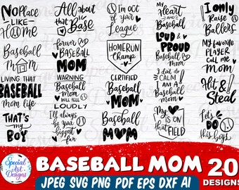 Baseball Mom SVG Bundle: Hand-Lettered Designs (Digital Download)
