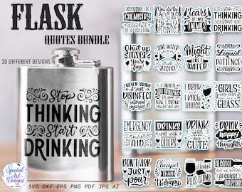 Flask Quotes Svg Bundle | Funny Alcohol Svg | Flask Svg Designs | Funny Drinking Quotes Svg | Alcohol Sayings | Whiskey Quotes Svg | Cricut