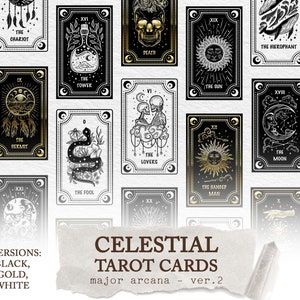 Einzigartiges Tarot Deck Major Arcana svg V.2 | Himmlische Tarot Karten SVG | Mystische moderne Hexe | Basic Hexe Tarot svg | Mond | Sterne | Sonne SVG