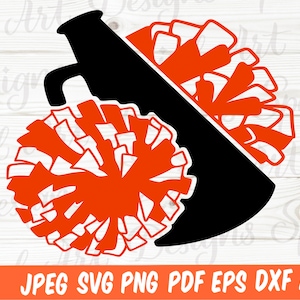 Cheer svg | Cheerleader Svg | Cheer Cone Svg | Megaphone Svg | Pom Pom Svg Cut Files | Silhouette | Svg Files For Cricut | Digital Download