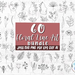 Line Art Svg Bundle | Line Art Svg | Floral Line Art Svg | Flower svg | Floral Svg | Minimalist Svg | trendy svg | Boho Svg | Commercial Use