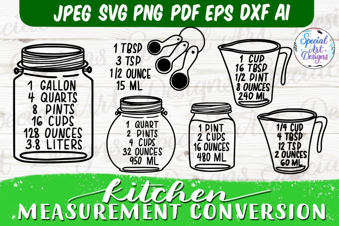 Kitchen Measurement Conversion Chart Svg | Kitchen Measurement ...