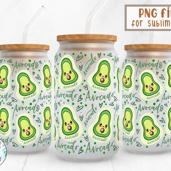 Avocado |16 oz Libbey Can Glass Wrap Sublimation Design | Design Digital Download PNG