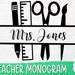 Teacher Monogram SVG Bundle: School Supplies Cut File (digital Download ...