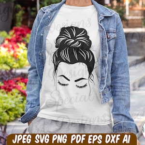 Messy Bun Svg | Messy Bun Cut File | Hair Svg | Mom Life svg | Girl with Lashes svg | Eyelashes | Cut file for Cricut | Svg For Silhouette