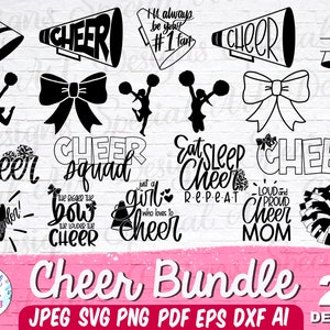 Cheer grote Svg-bundel | Cheer Svg-bundel | Juichen svg | Cheerleading Svg | Cheer silhouet | juichen team svg | silhouet | Knip bestand Cricut