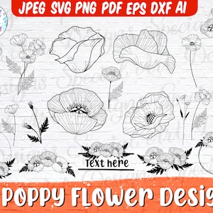 Mohnblume SVG | Mohnblumen für Cricut | Mohnblumen Clipart | Wildblumen svg | Blumen svg | botanische svg Clipart | Silhouette