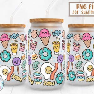 Food |16 oz Libbey Can Glass Wrap Sublimation Design | Design Digital Download PNG