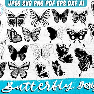 60 Butterflies SVG Bundle, Butterfly Clipart, Butterfly Svg, Butterflies Svg, Spring Svg, Cut Files for Cricut, Silhouette, Svg, Dxf, Png