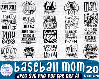 Baseball Mom SVG Bundle: Hand-Lettered Designs (Digital Download)