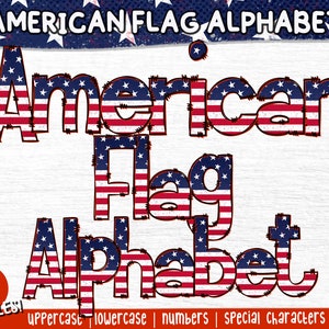 American Flag Doodle Alphabet | Patriotic American Flag Doodle Letters | American Flag Clipart Alphabet Font Alphabet | Sublimation Alphabet