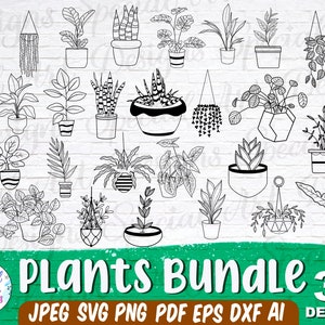 Plants Svg Bundle / Hanging Plant Svg / Hanging Plants svg clipart / Gardening Silhouette / Leaves SVG Bundle / Greenery Svg / Silhouette