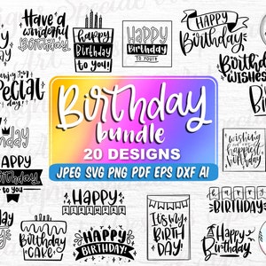 Alles Gute zum Geburtstag svg Bundle Hand beschriftet, Geburtstag svg, Geburtstag Clipart, Geburtstagsparty svg, Geburtstagskuchen svg, geschnittene Dateien für Cricut