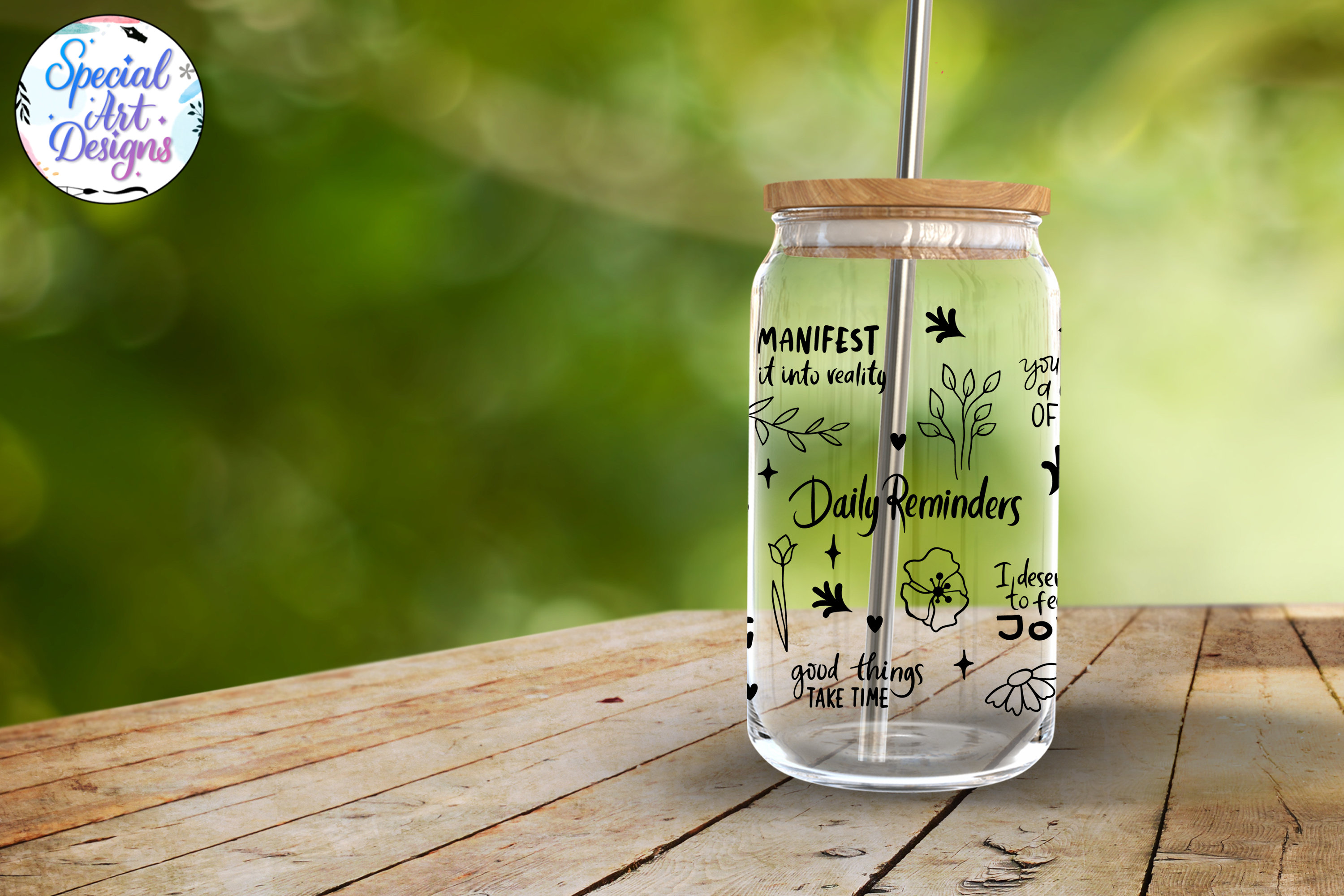 Positive Mindset Glass Can Wrap: Daily Reminders SVG (digital Download ...