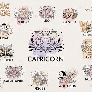 Ilustracje znaków zodiaku Svg | Cliparty znaków zodiaku | Cytaty znaków zodiaku | Kwiatowy znak zodiaku Svg | Plik cięcia zodiaku Cricut | Svg