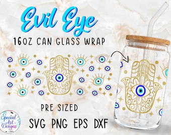 Evil Eye 16oz Glass Can Wrap Cut File (Digital Download)