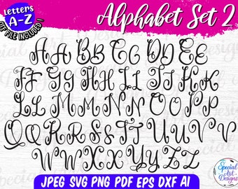Hand-Lettered Monogram Font SVG: Alphabet Set 2 (Digital Download)