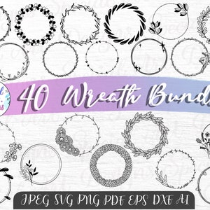 Wreath svg bundle, floral wreath svg, circle svg bundle, heart laurel wreath svg, wedding wreath svg, wreath monogram svg circle frame