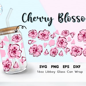 Cherry Blossom Can Glass svg | Libbey Glass svg | Sakura Flower | Libbey Glass 16oz | Cherry blossom svg | Sakura flower svg | flower svg
