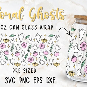 Ghosts | 16oz Libbey Glass Can Wrap Cut file | Svg Dxf Eps Png Files Digital Download