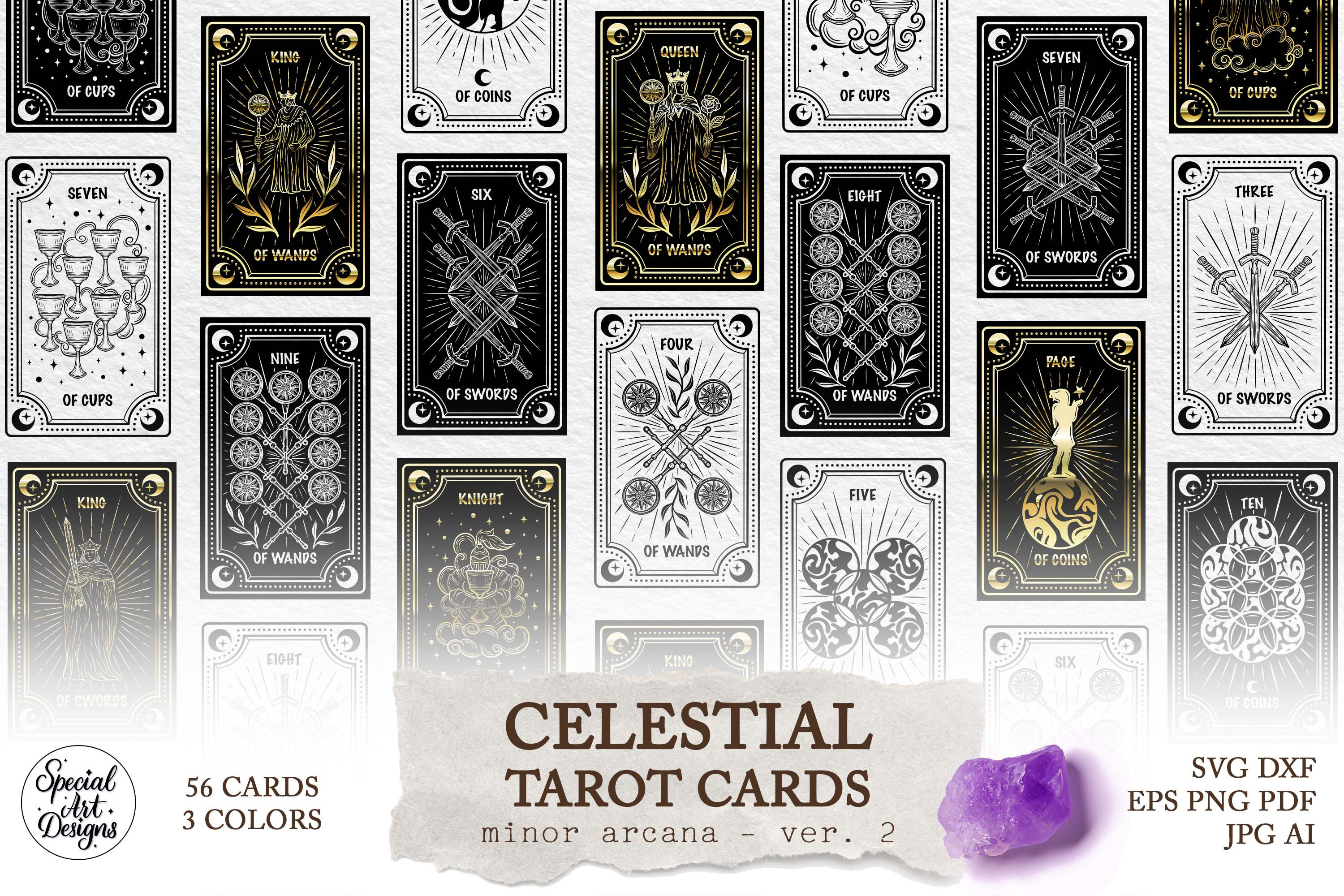 Unique Tarot Deck Minor Arcana Svg V.2 Celestial Tarot Cards - Etsy