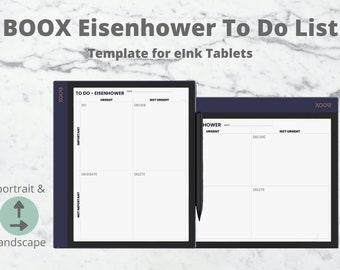 Boox To Do List – Eisenhower – Template | Minimalistic Eisenhower To Do List, for digital planning or as Printable