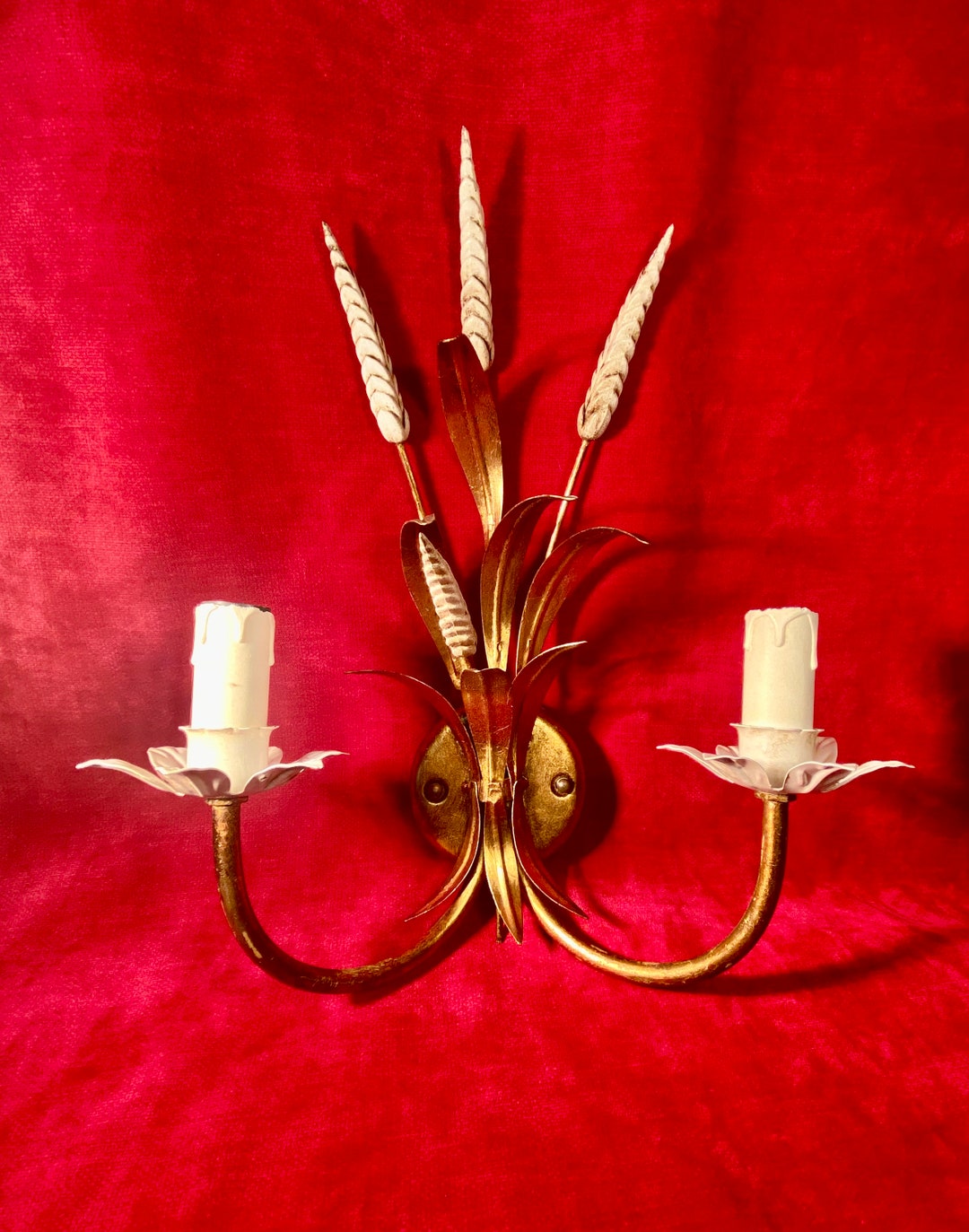 Hans Kogl Style Tole Midcentury Wheatsheaf Wall Light Etsy UK