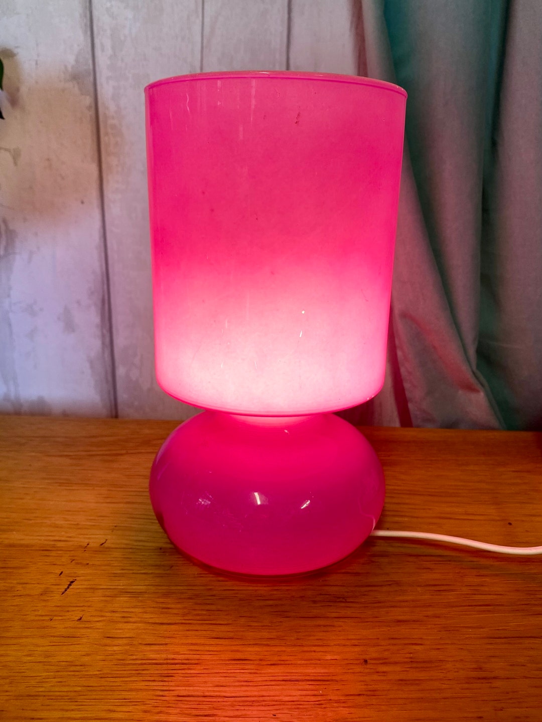 Vintage IKEA Glass Lykta Table Lamp in Cerise Etsy