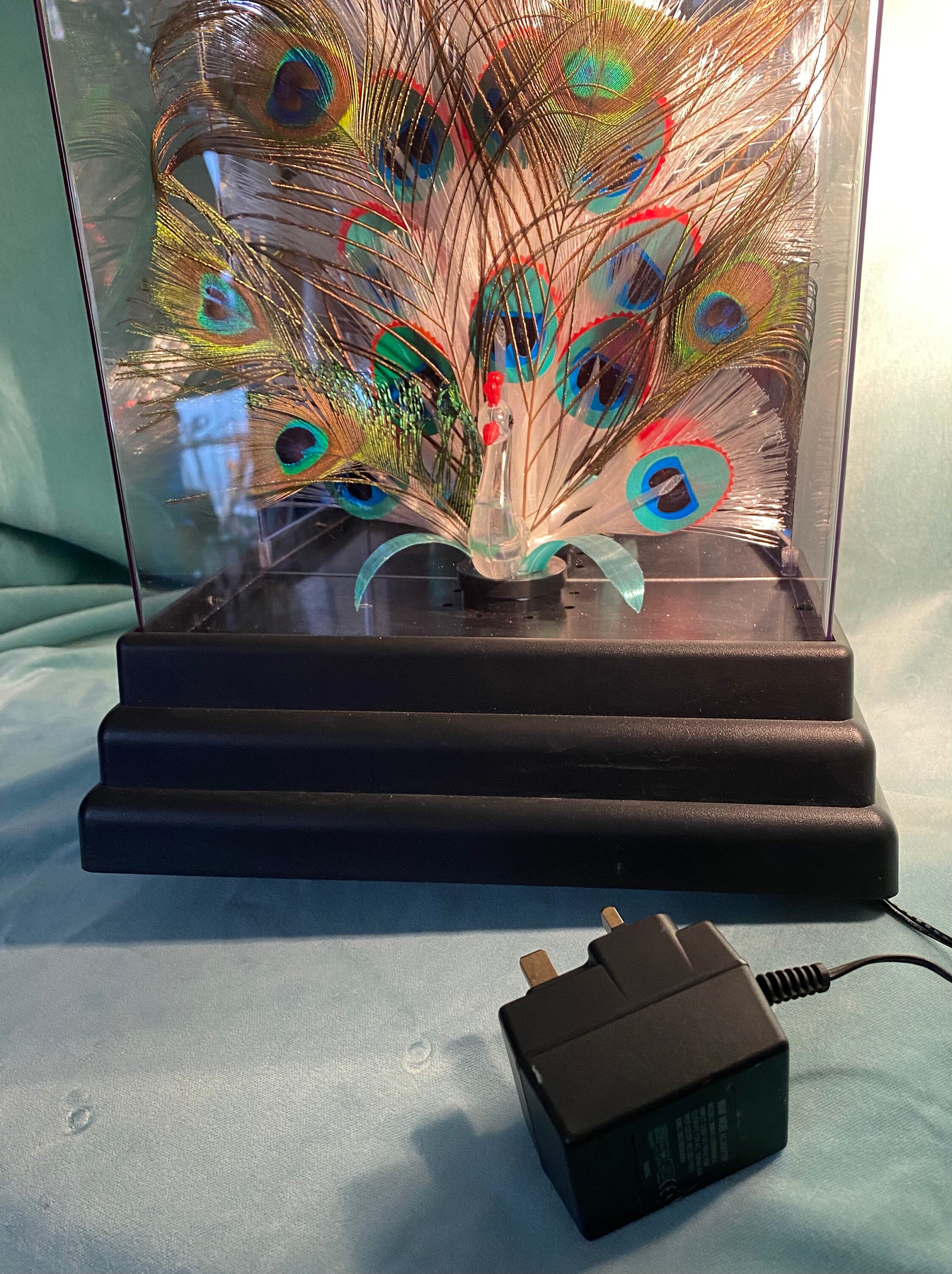 Vintage Fibreoptic Colour Changing Peacock Lamp Etsy