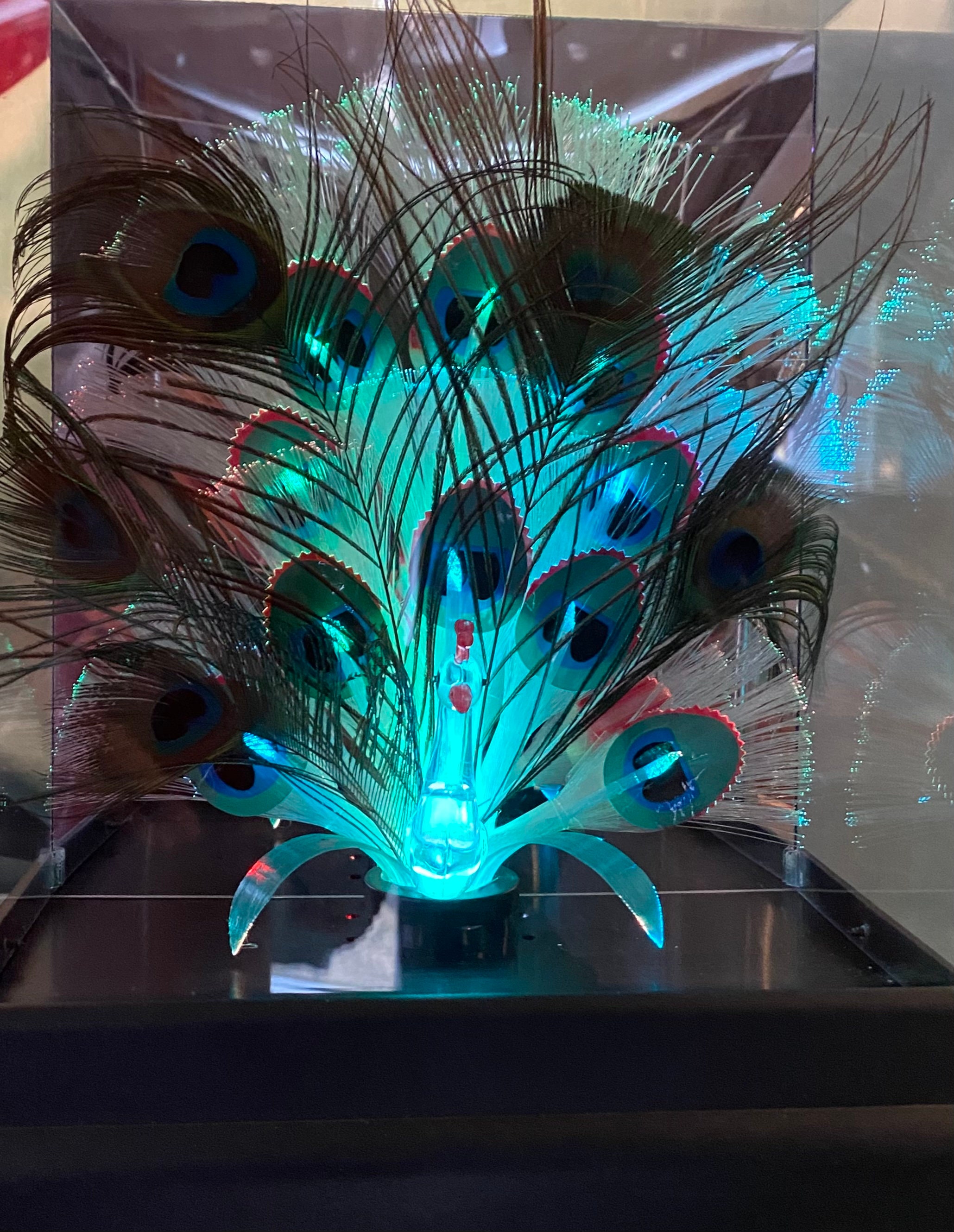 Vintage Fibreoptic Colour Changing Peacock Lamp Etsy