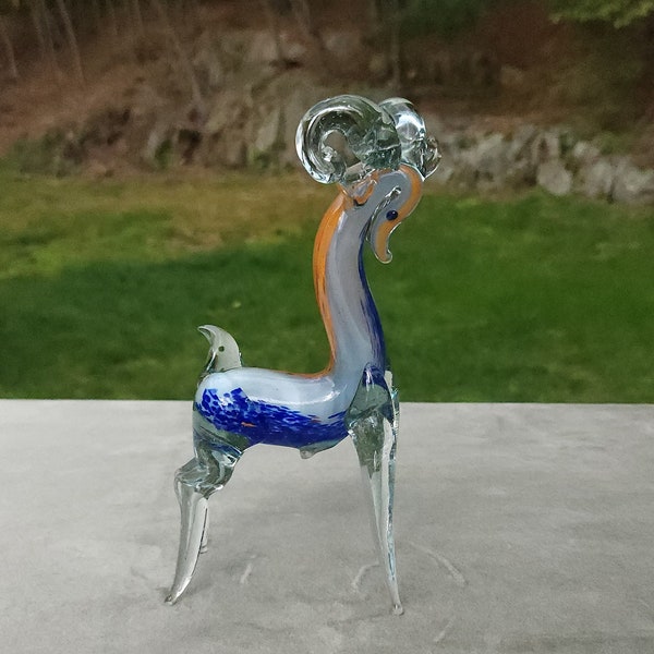 Vintage Hand Blown Art Glass Ram