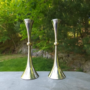 Vintage Dansk Silver Plated and Brass Candle Holders by Jens Quistgaard