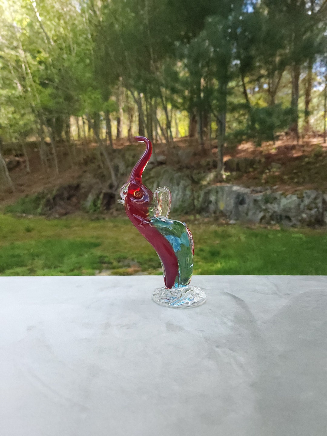 Vintage Glass Elephant Figurine Etsy
