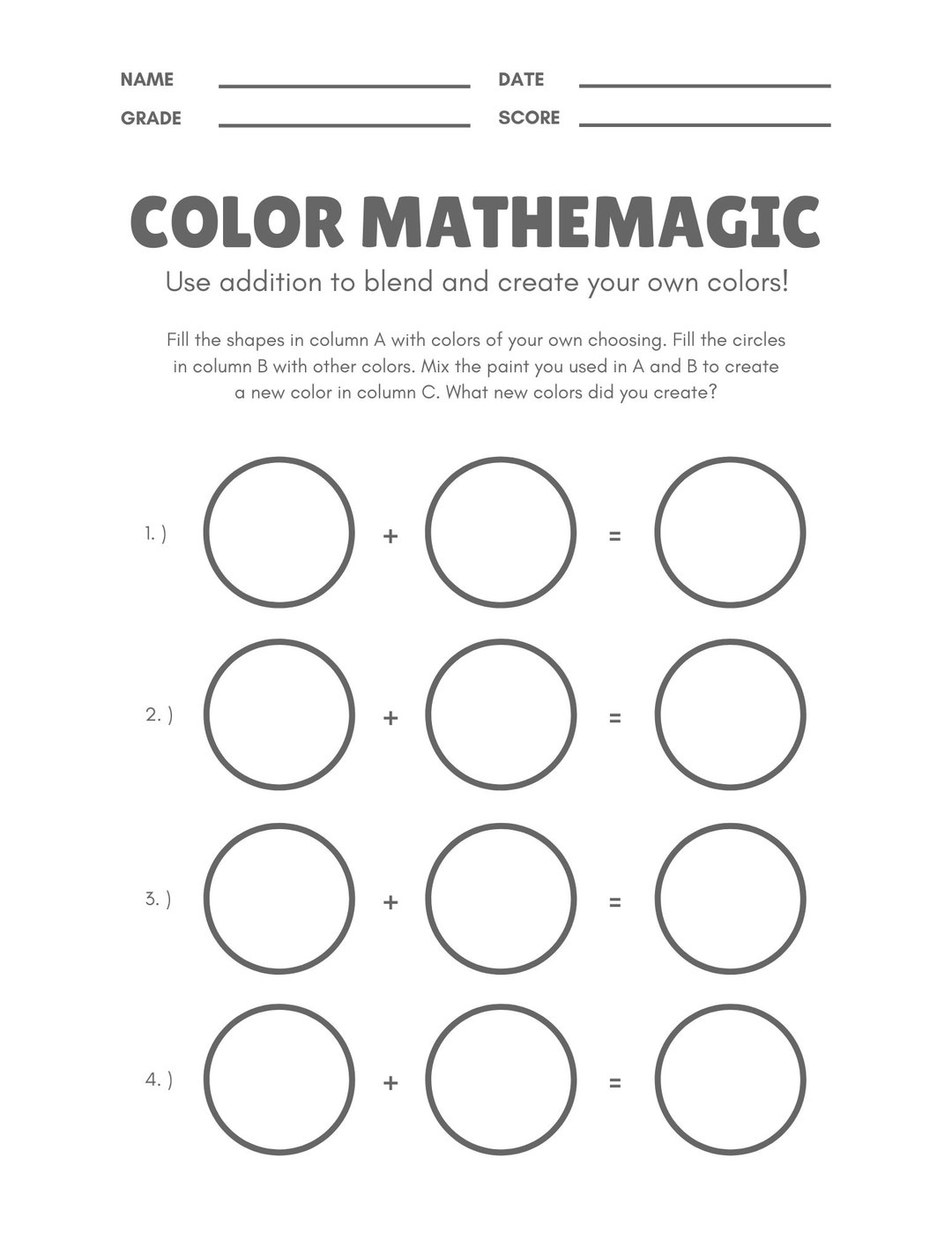 Colored Math Problems Math Coloring - Etsy