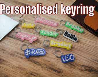 Personalised Keyring / personalized keychain Great Gift for kids school bags